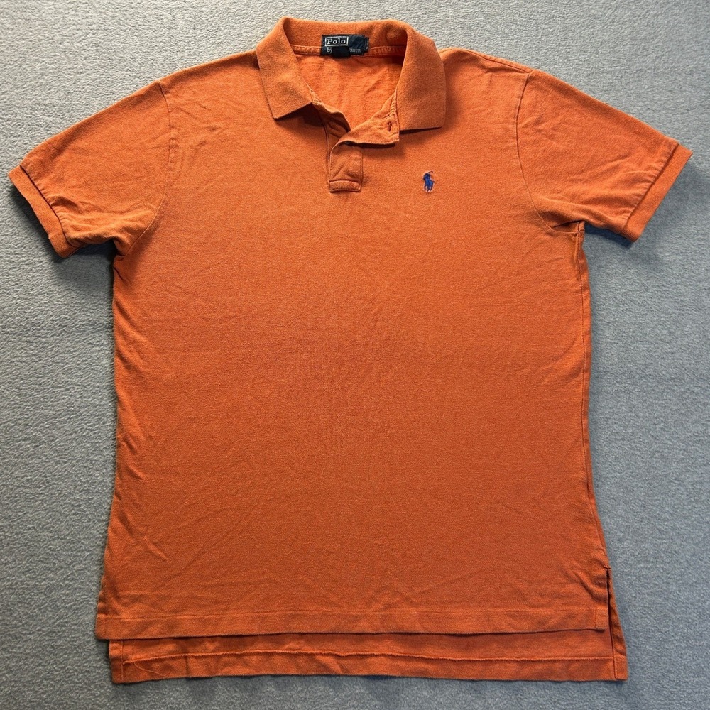 Polo Ralph Lauren Polo Shirt Mens Large Burnt Orange 100% Cotton Blue Pony Logo